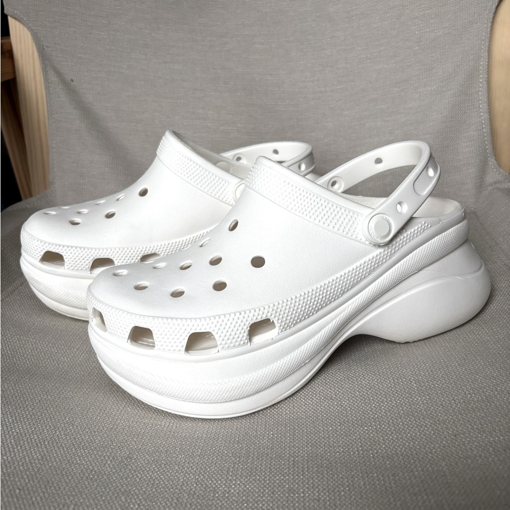 CROCS White Platform Clogs
